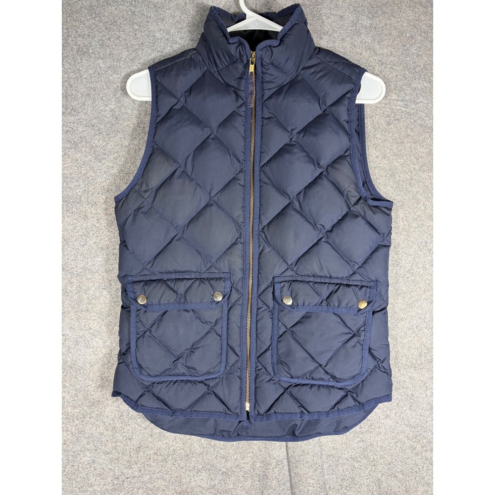 J.Crew Excursion Quilted Puffer Vest Navy Blue Down Fill XS Women
